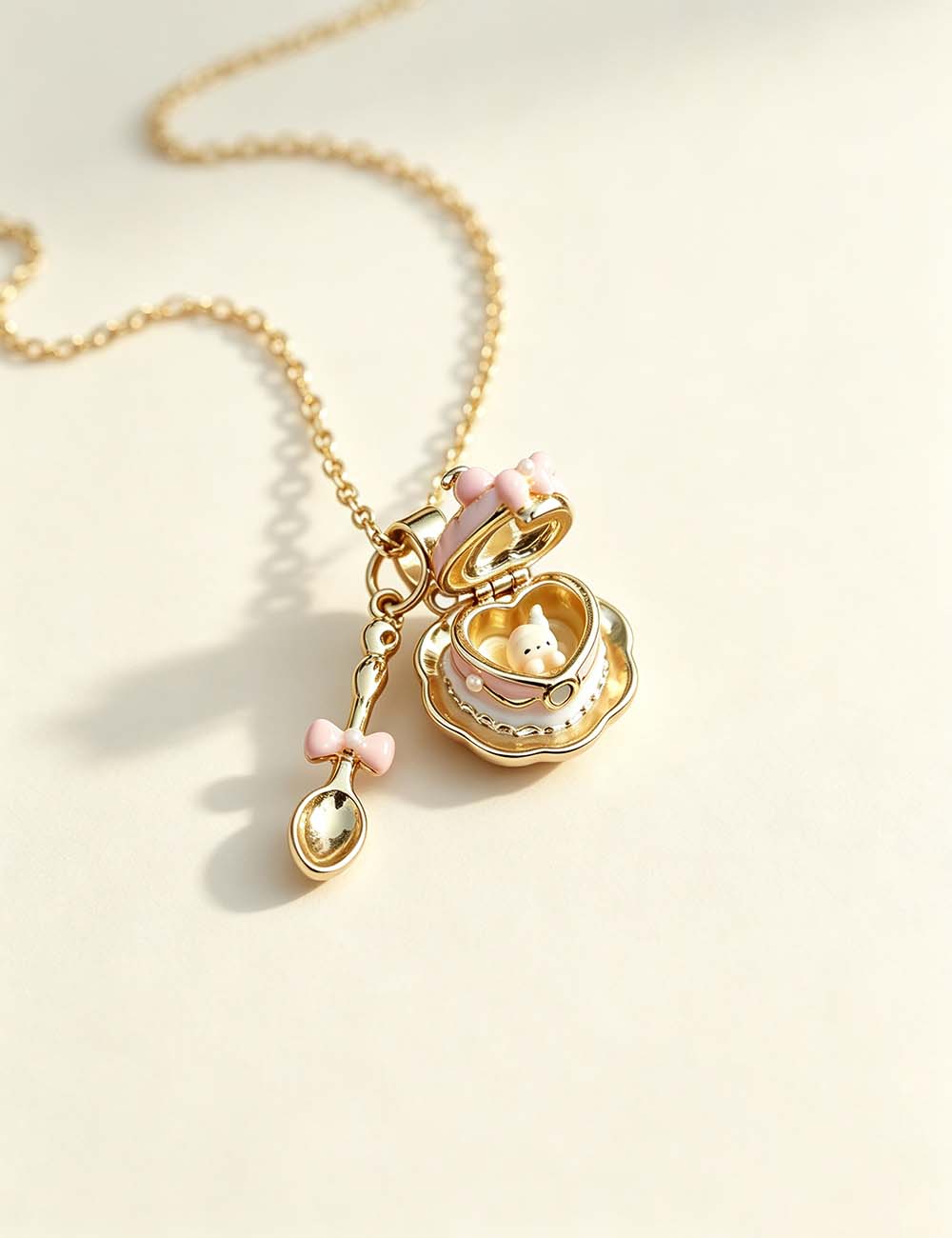 Ladies Cute Teacup Dog Locket Pendant Necklace