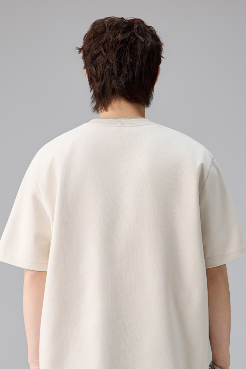 Men's Summer Loose Crewneck Drop Shoulder Side Webbing Tee