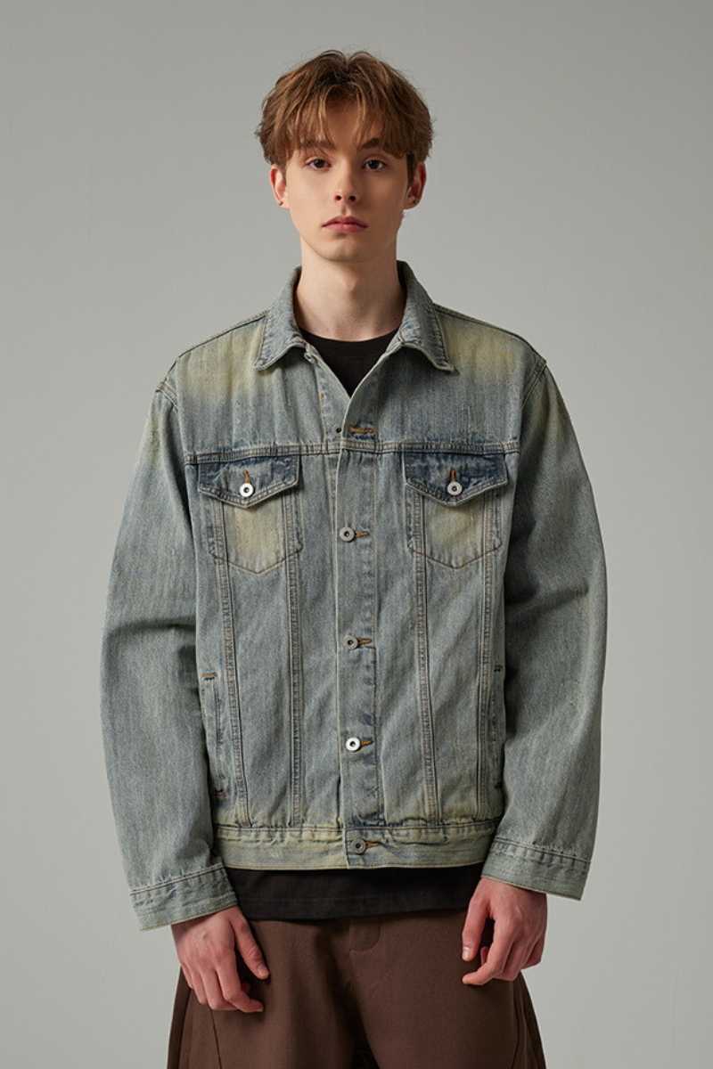 Unisex American Retro Washed Denim Loose Cleanfit Jacket