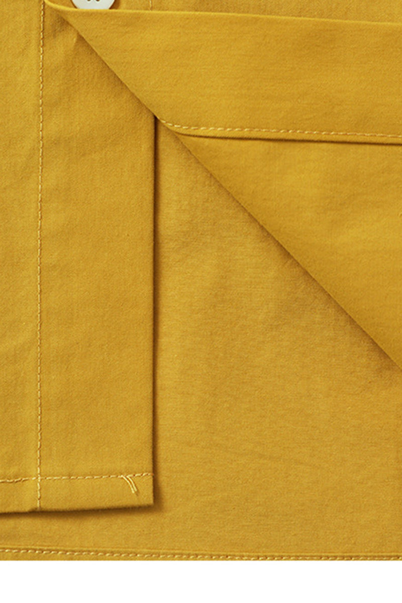 Unisex Spring Colorblock Collared Button-Down Shirt