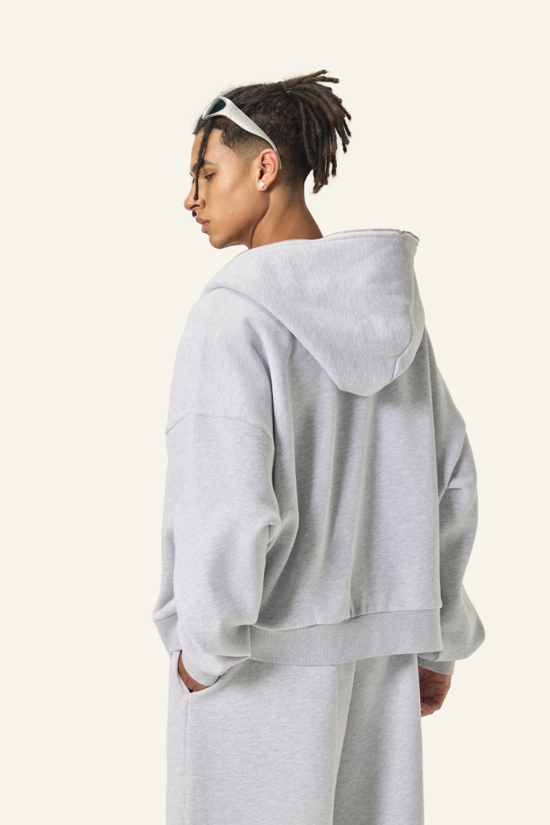 Men's Streetwear Cropped Full Zipper Hooded Jacket