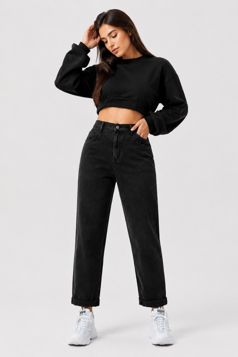 Women's Plus Size High Waist Stretch Straight Leg Jeans
