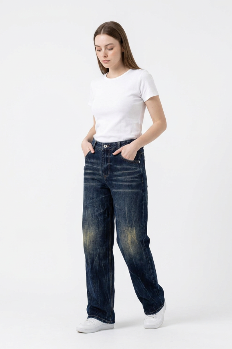 Women's Wash High Waist Straight Leg Jeans
