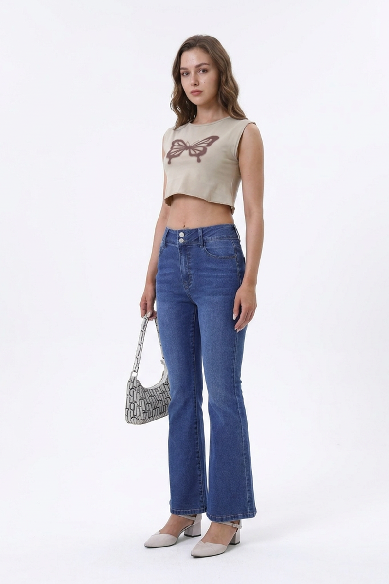 Women's High Waist Retro Stretch Flare Jeans
