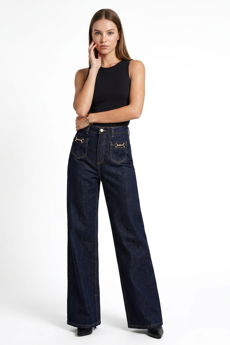 Women's High Waist Stretch Wide Leg Jeans
