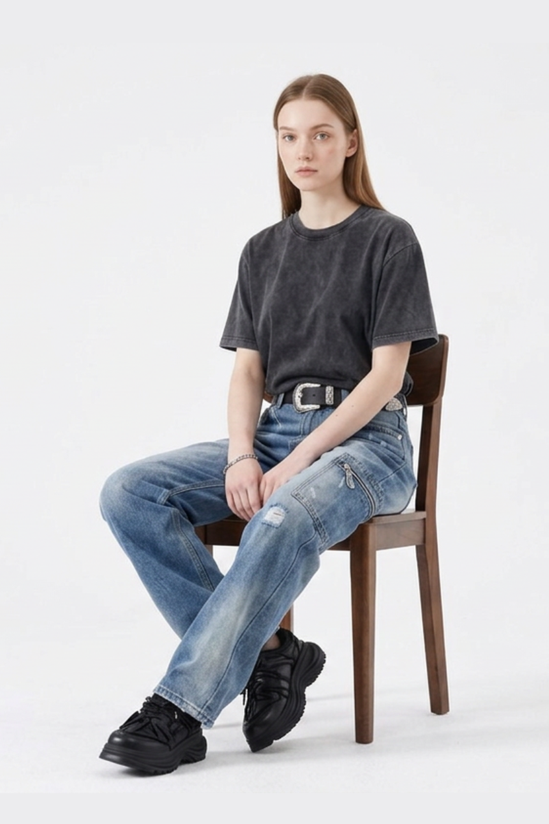 Women's High Waist Straight Leg Jeans