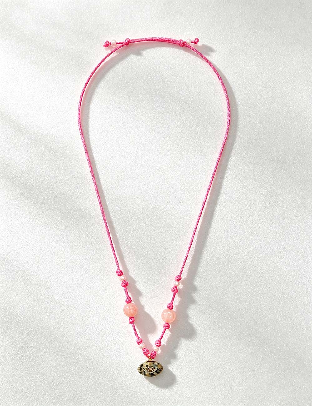 Ladies Evil Eye Stone Braided Cord Necklace