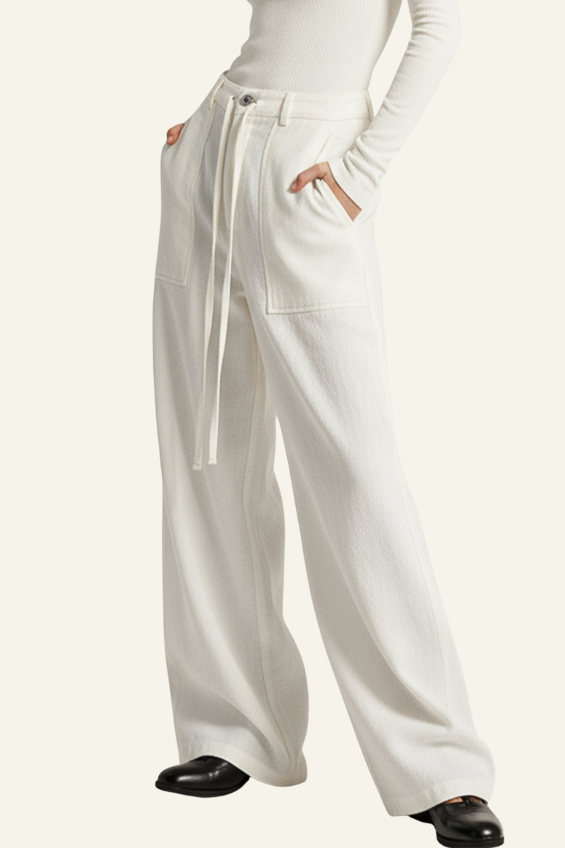 Women's Streetwear Lyocell Double-Waisted Wide Leg Pants