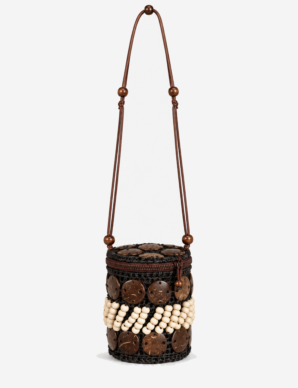 Ladies Boho Vacation Coconut Shell Beaded Shoulder Bag