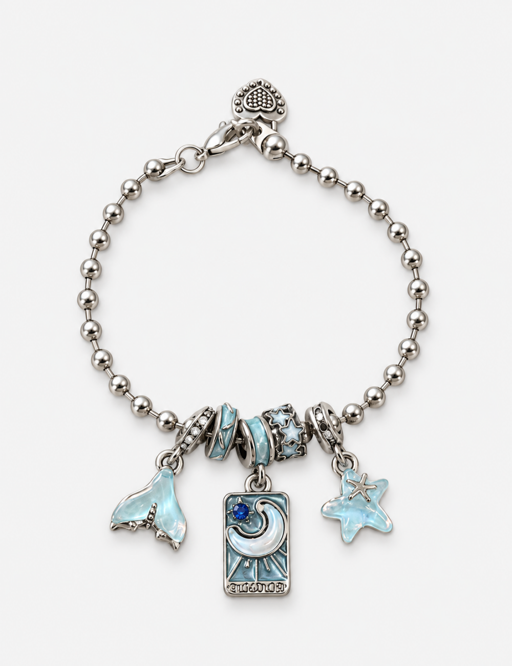 Ladies Y2K Grunge Tarot Moon Charm Chain Bracelet Necklace