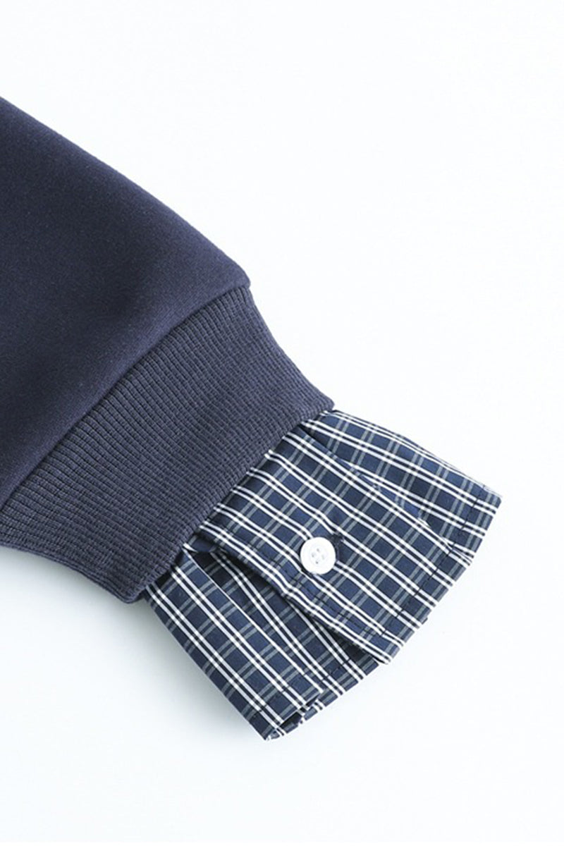 Men's Fall Clothing Plaid-Layered Preppy Pullover Hoodie