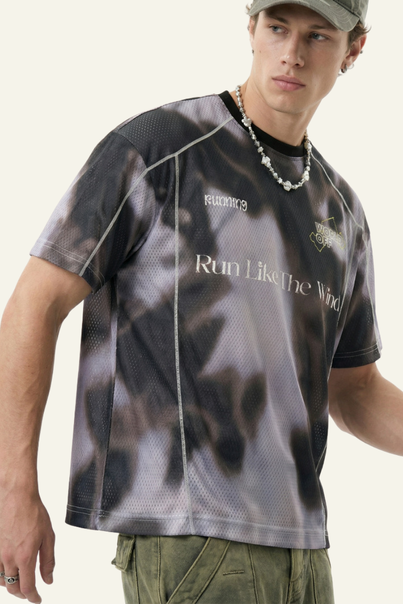 Men's Streetwear Mesh Breathable Printed T-shirt