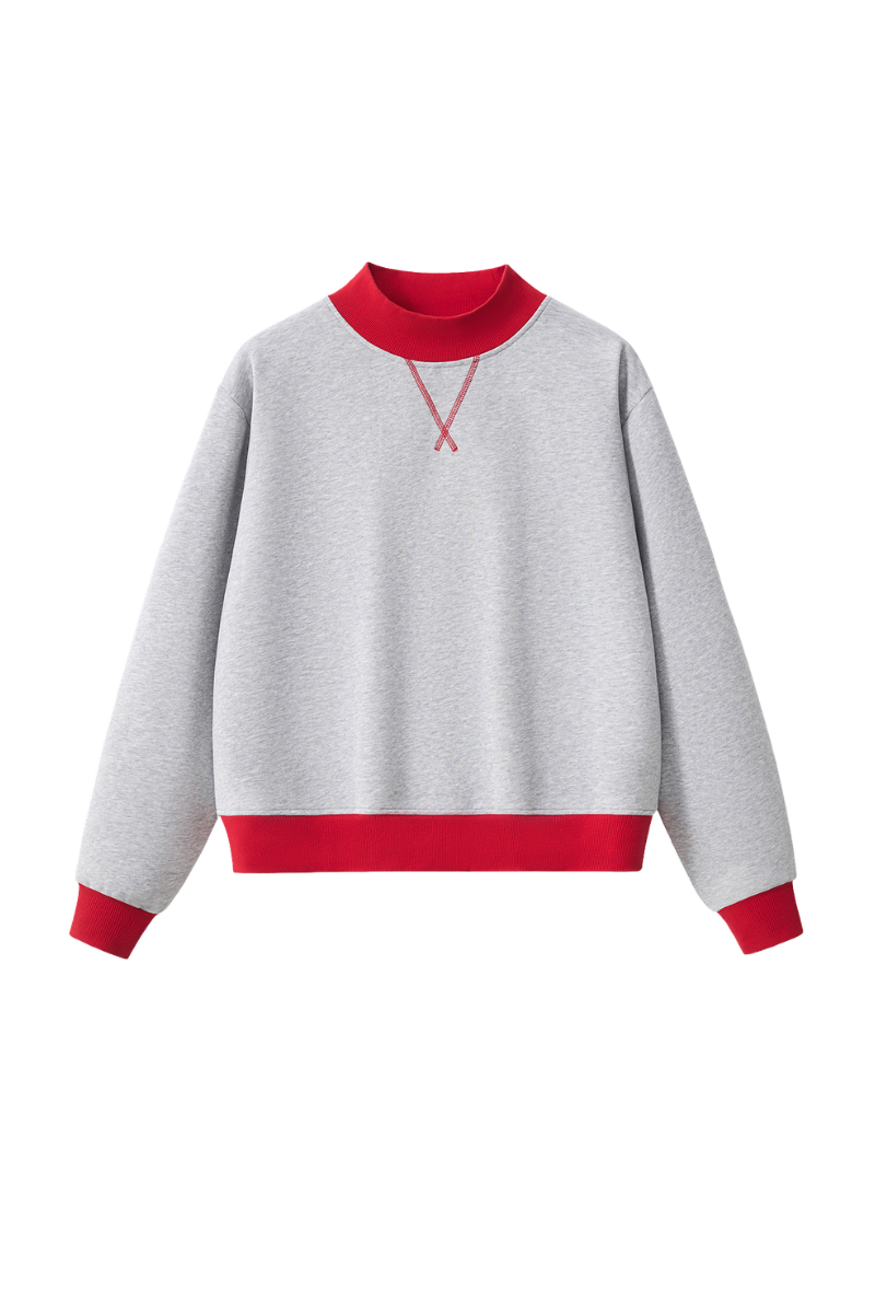 Unisex Fall Clothing Colorblock Cross-Neck Sweatshirt