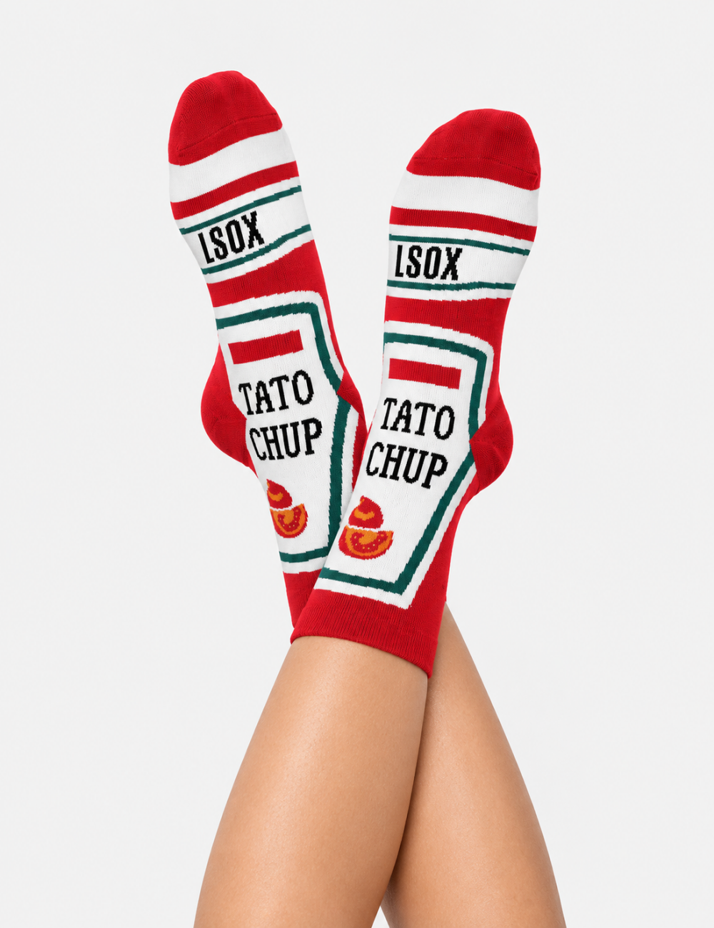 Ladies Novelty Fast Food Graphic Crew Socks