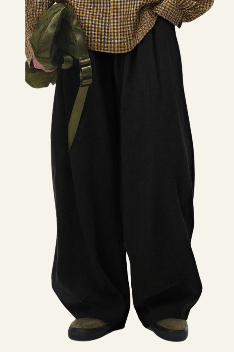 Men's Cotton Vintage Drawstring Wide Leg Pants