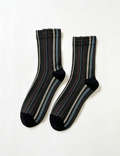 Ladies Retro Striped Contrast Toe Mid Calf Socks