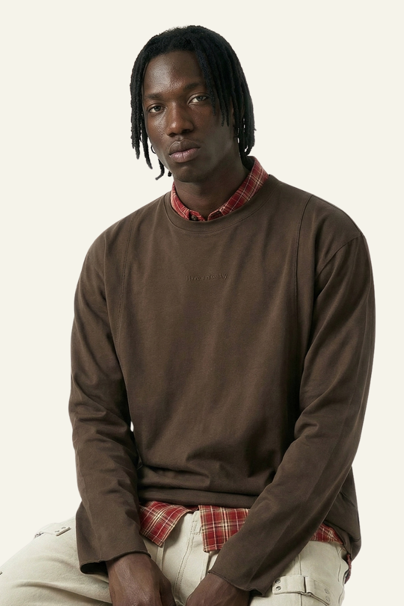 Men's Streetwear Retro Cotton Long-Sleeved T-shirt