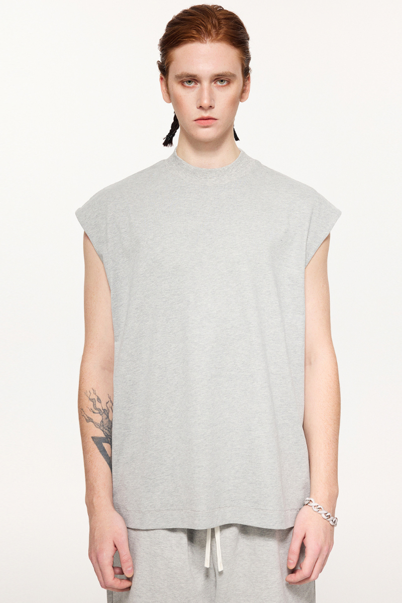 Men's Summer 230g Cotton High Neck Loose Tank