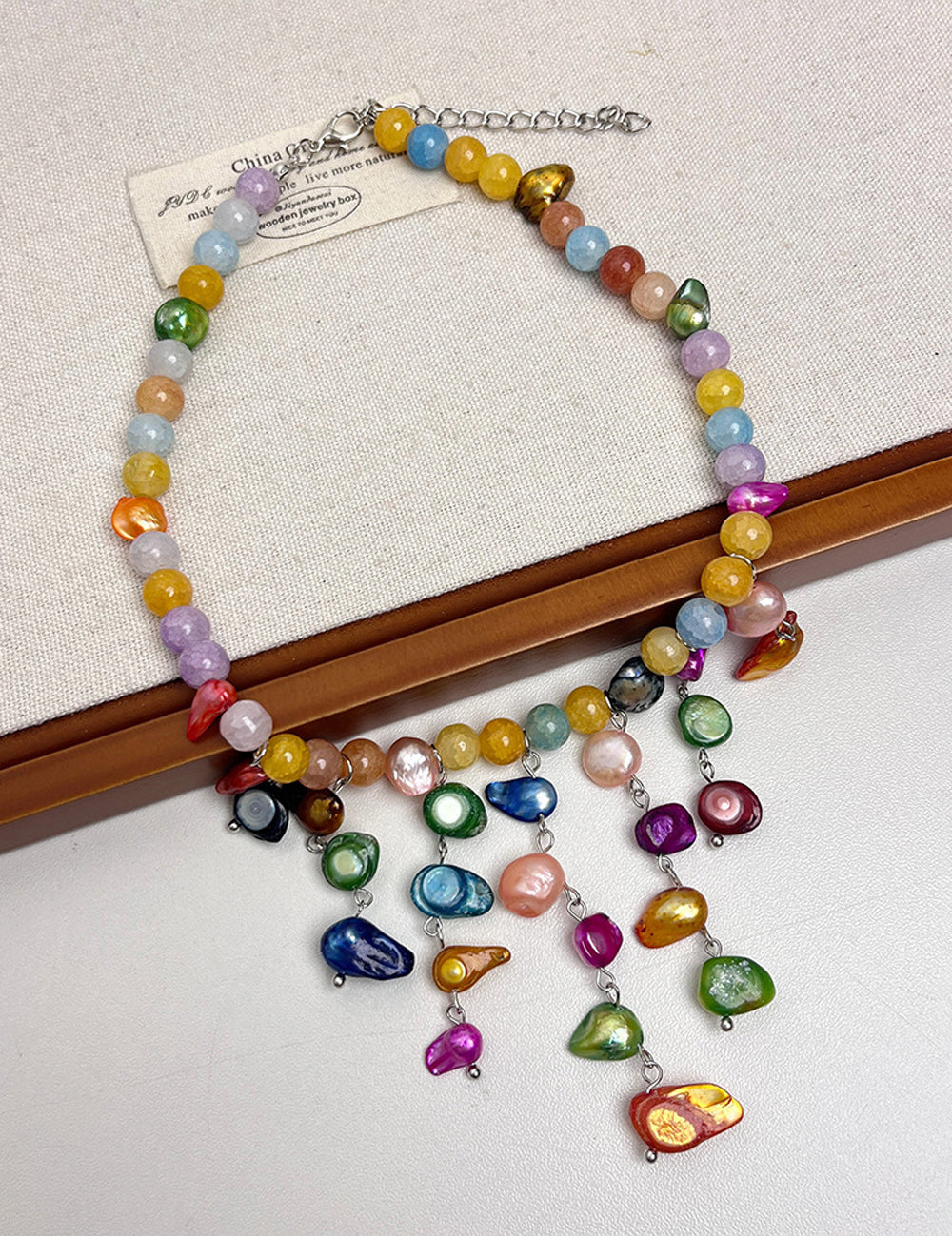 Ladies Colorful Beaded Tassel Choker Necklace