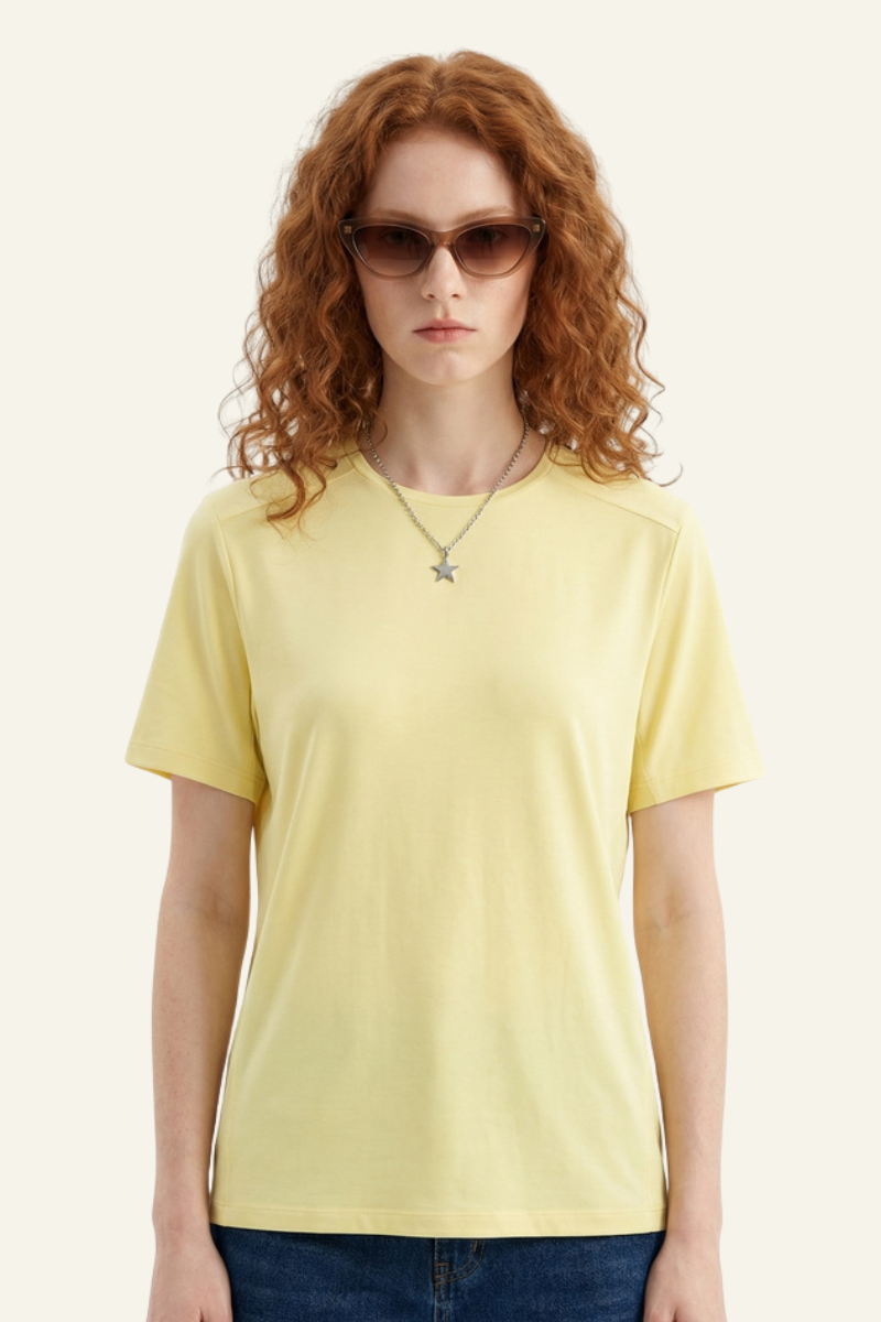 Unisex Round Neck Drape Sleeve Loose Fit T-shirt