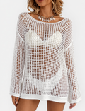 Ladies Long Sleeve Hollow Mesh Knit Beach Cover Up