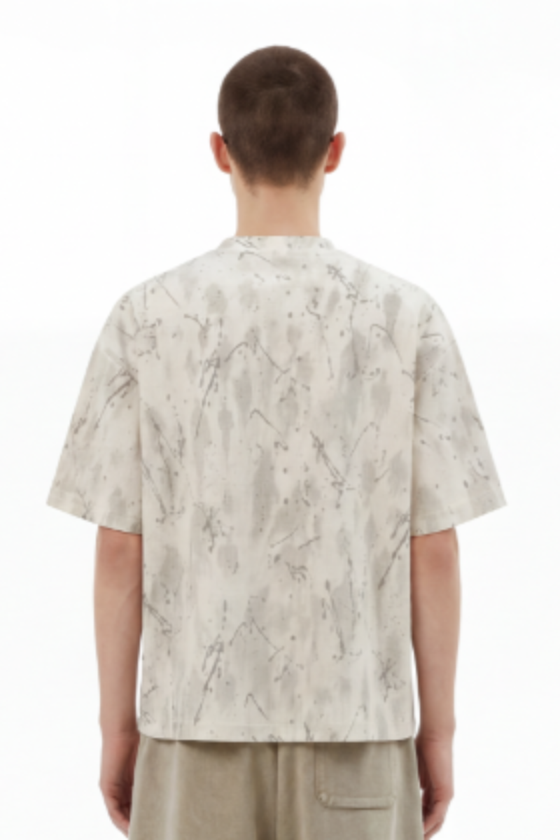 Men's Streetwear Jacquard Crack Print Vintage T-shirt