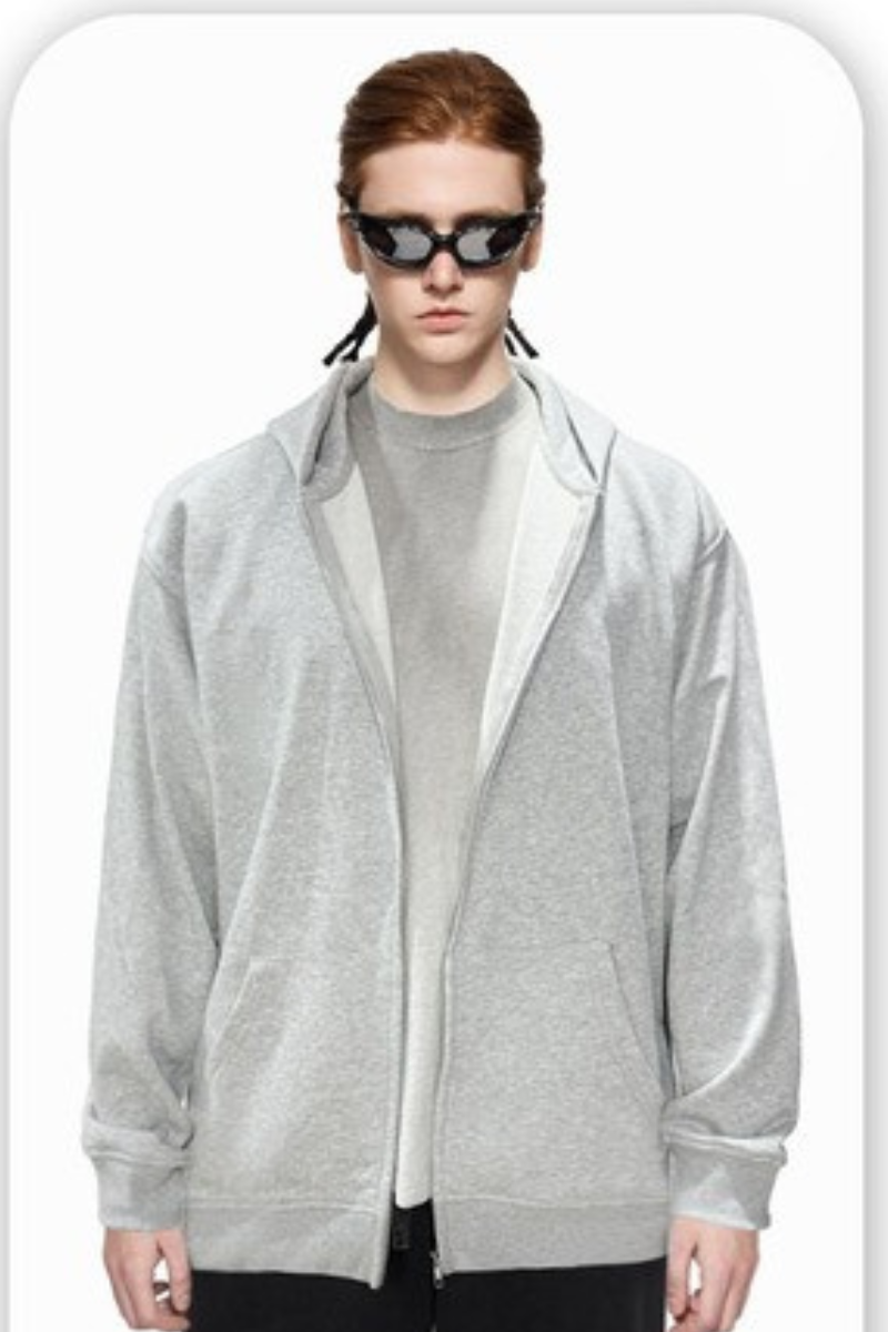 Men's Spring Summer 360g Solid Terry Zip Hoodie