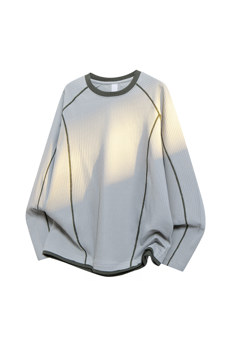 Men's Fall Clothing Waffle Crew Neck Long Sleeve Tee