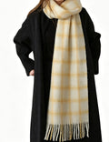 Ladies Plaid Fringe Long Neck Scarf