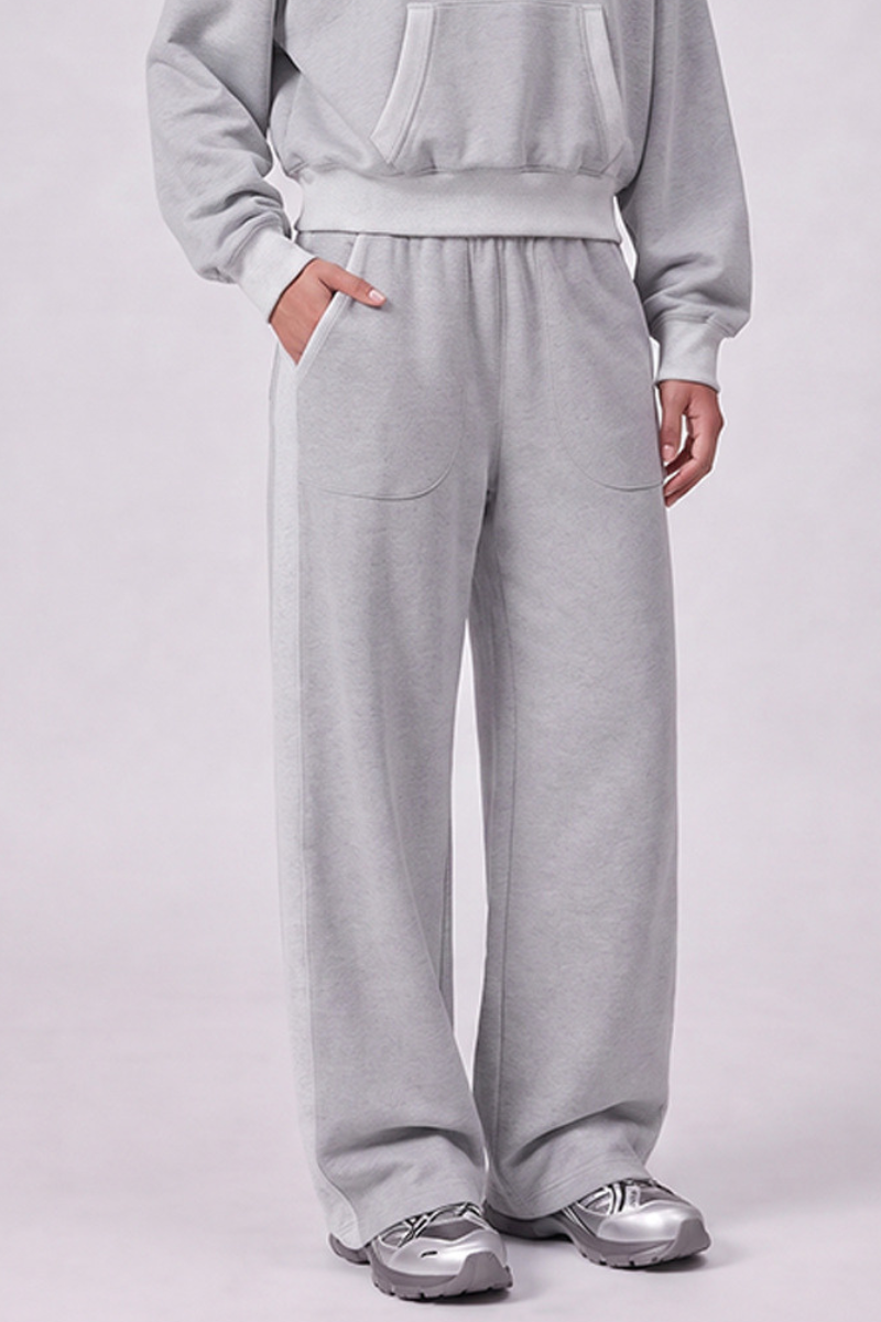 Women Fall Clothing 100% Wide Leg Raw Hem Pocket Sweatpants