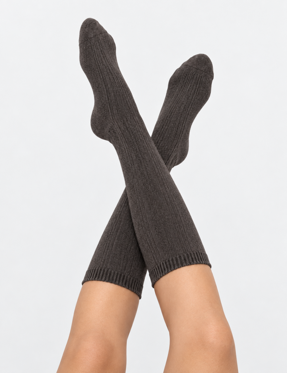 Ladies Argyle Cable Knit Knee High Socks