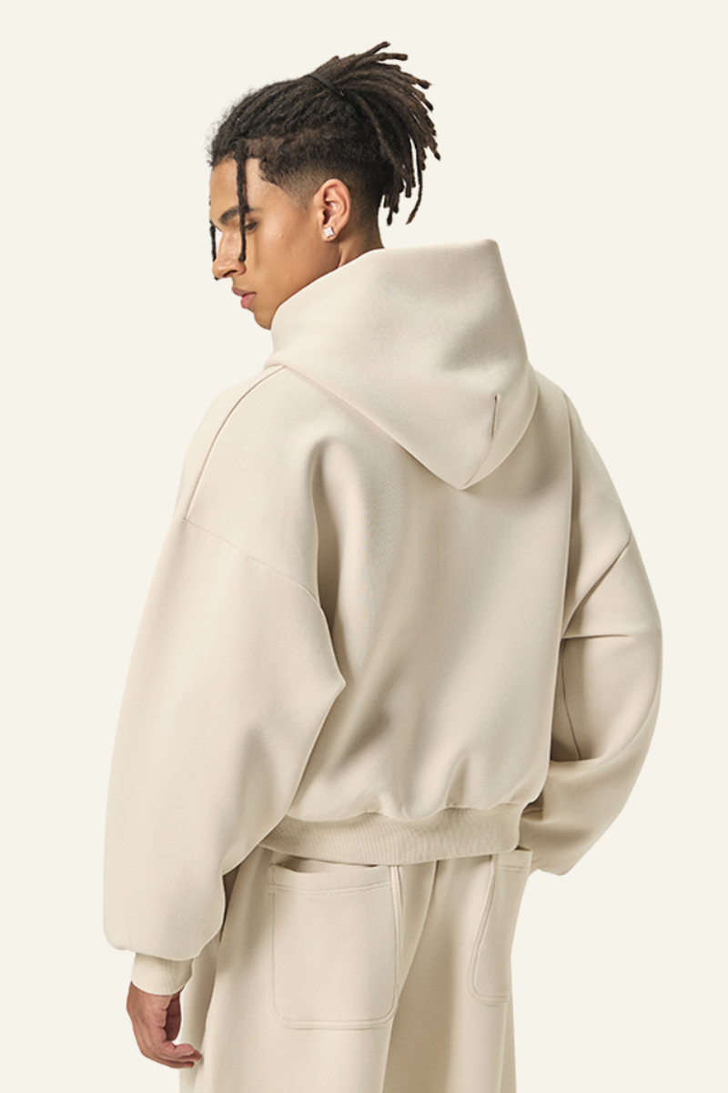 Men's Streetwear Cropped Drop-Shoulder Hoodie