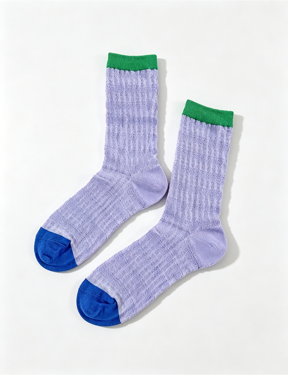 Ladies Mesh Knit Color Block Mid Calf Socks
