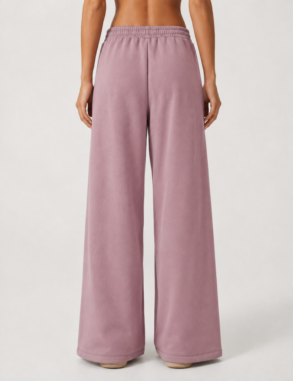 Ladies Embroidery Wide Leg Fleece Sweatpants
