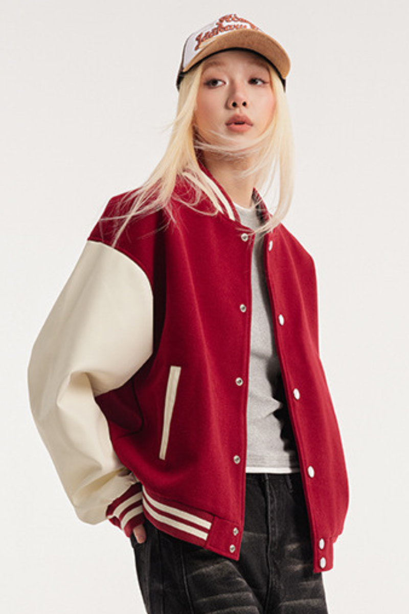 Unisex American Retro Sporty Baseball Jacket Cleanfit Loose