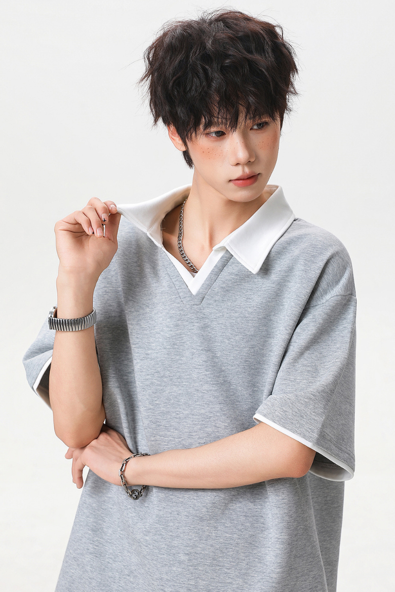 Men's Summer Colorblock MockLayer Seagull Retro Polo