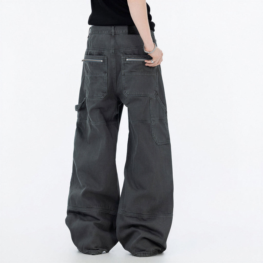 Men's Spring Multi-Pocket Cargo Wide-Leg Pants