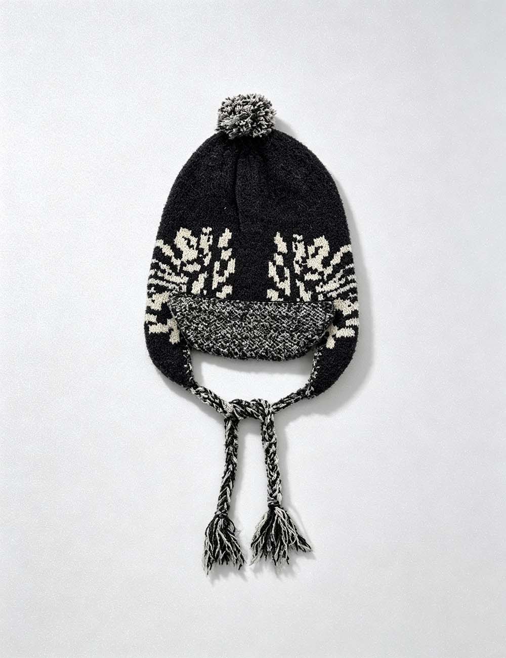Ladies Vintage Fair Isle Earflap Beanie Hat
