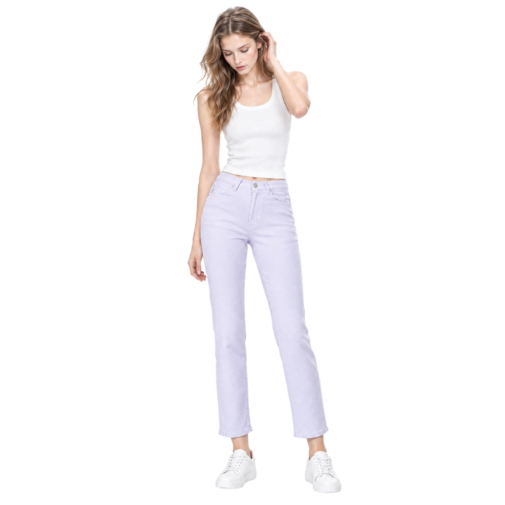 Women's White High Waist Straight Leg Jeans