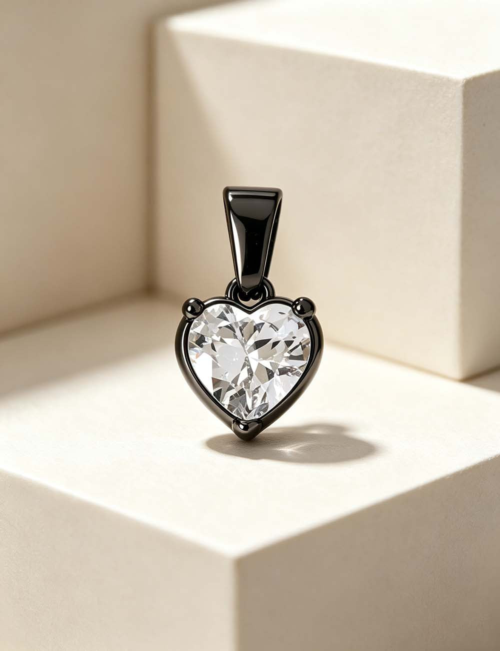 Ladies Sweet Romantic CZ Heart Star Charm Pendant