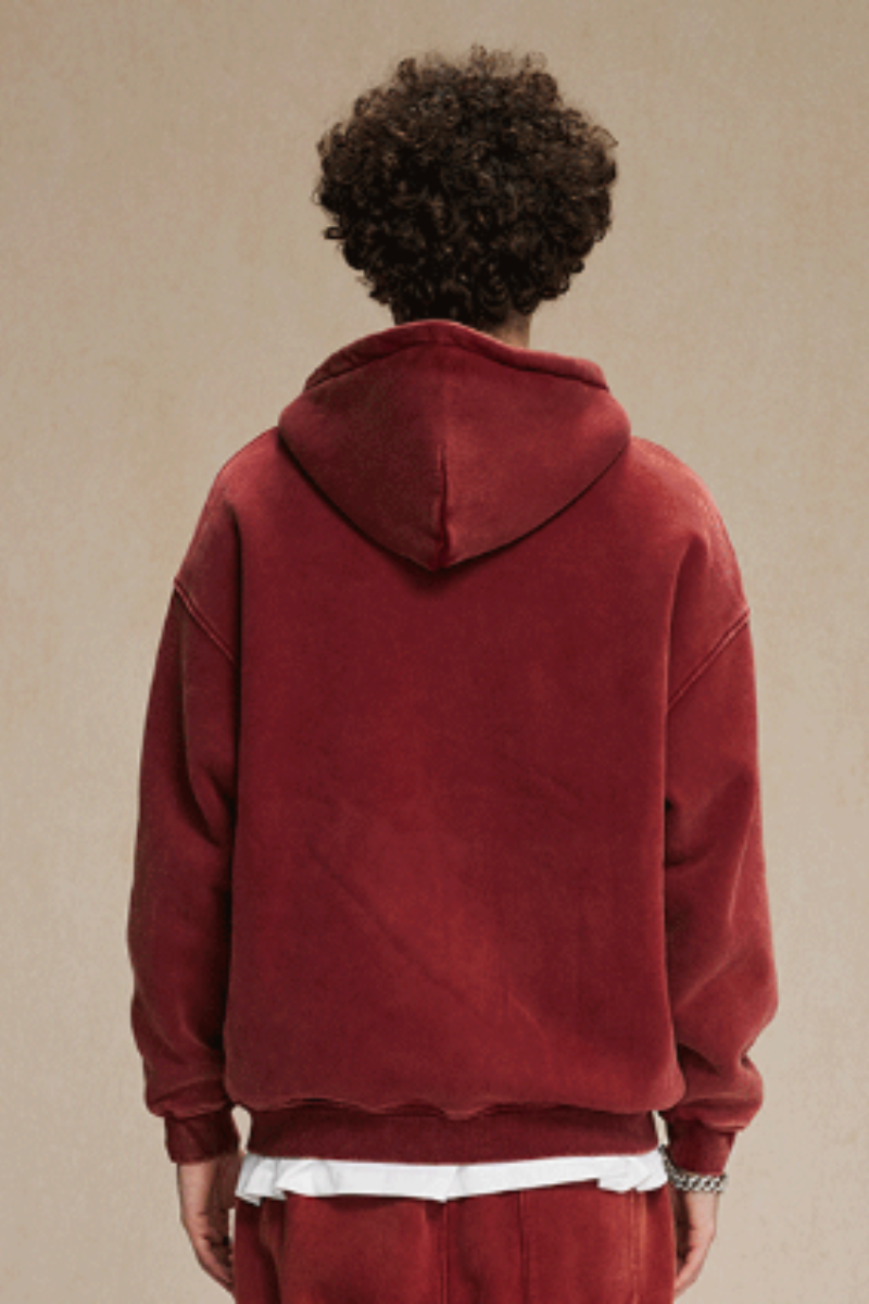Men's Fall Clothing Wax-Dyed Vintage Solid Hoodie Jacket