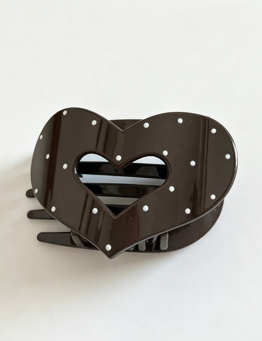 Ladies Heart Hollow Dots Print Claw Hair Clip