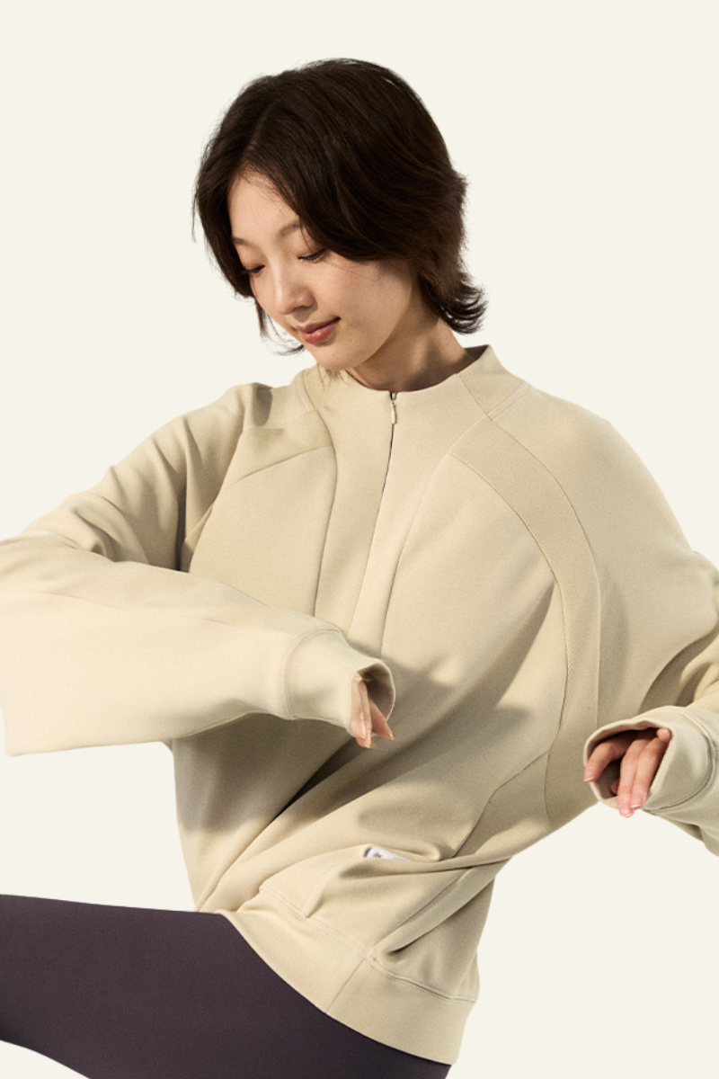 Women's Streetwear Stand Collar Half Zipper Pullover