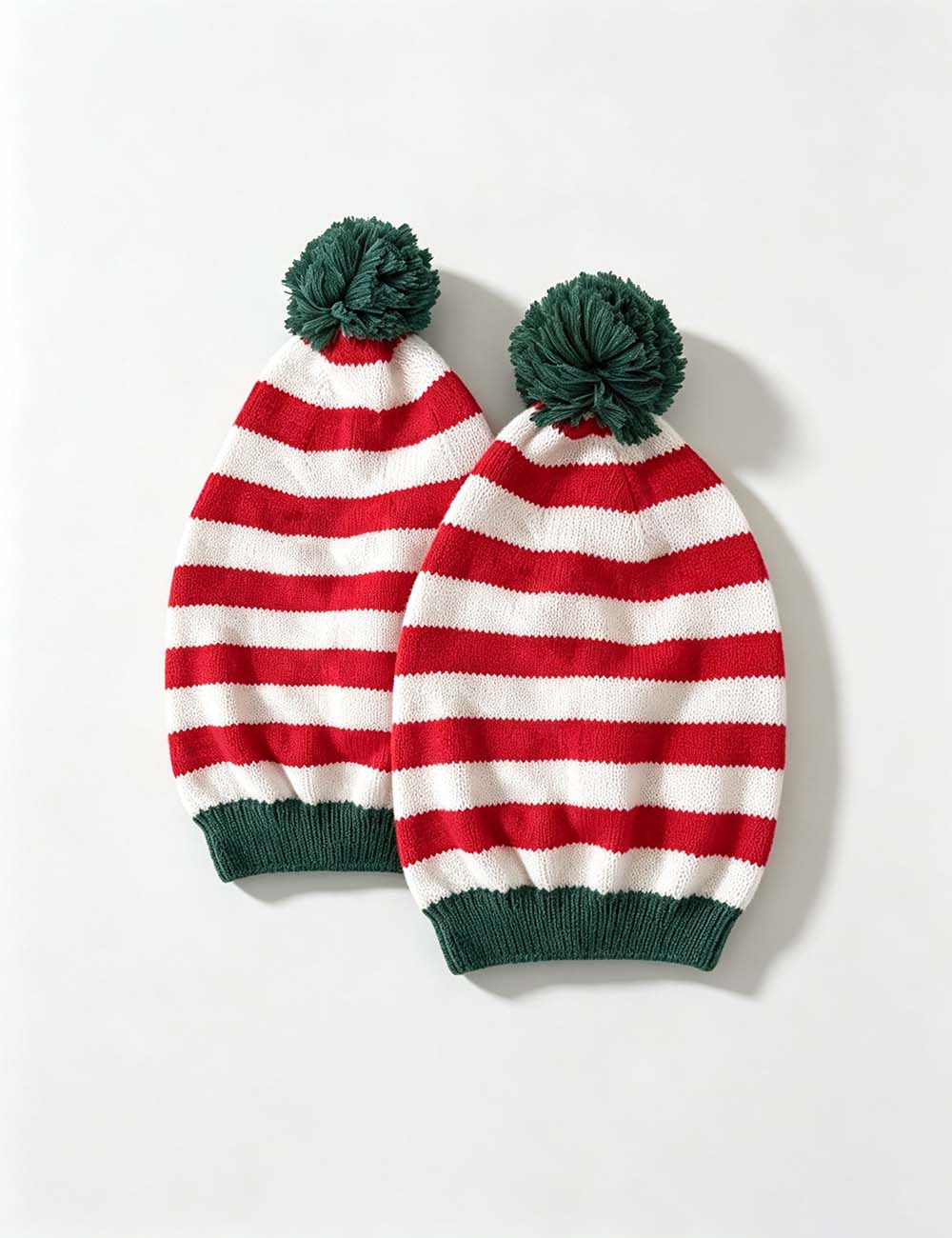 Ladies Holiday Casual Striped Pom Beanie Hat