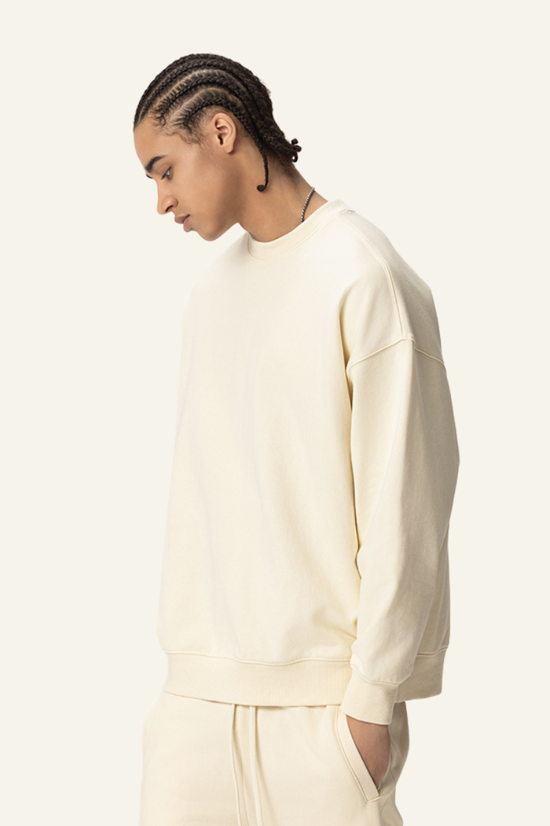 Men's 400G Heavyweight Streetwear Solid Pullover