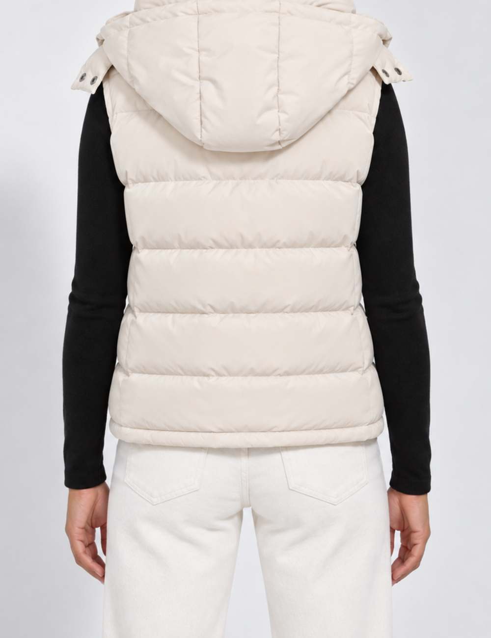 Ladies Stand Collar Hooded Quilted Puffer Vest