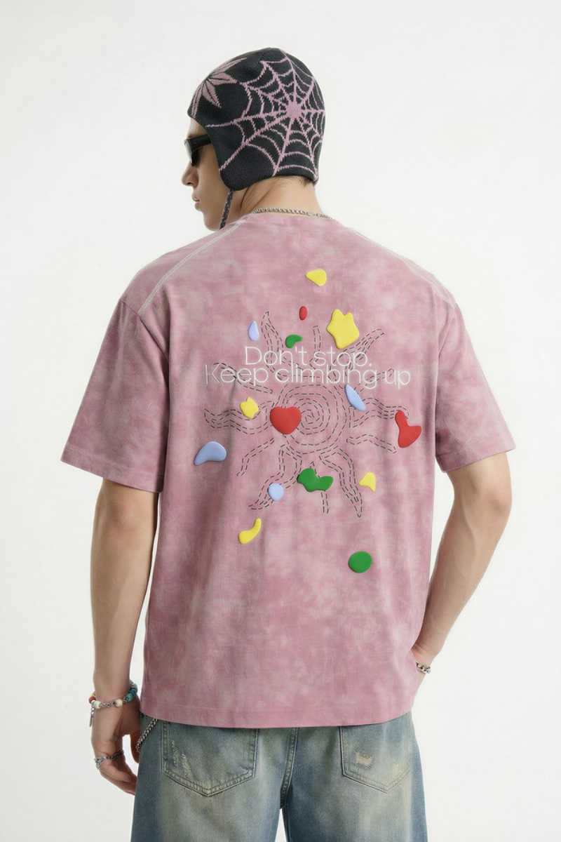 Men's Streetwear Vintage Heart Pattern T-shirt