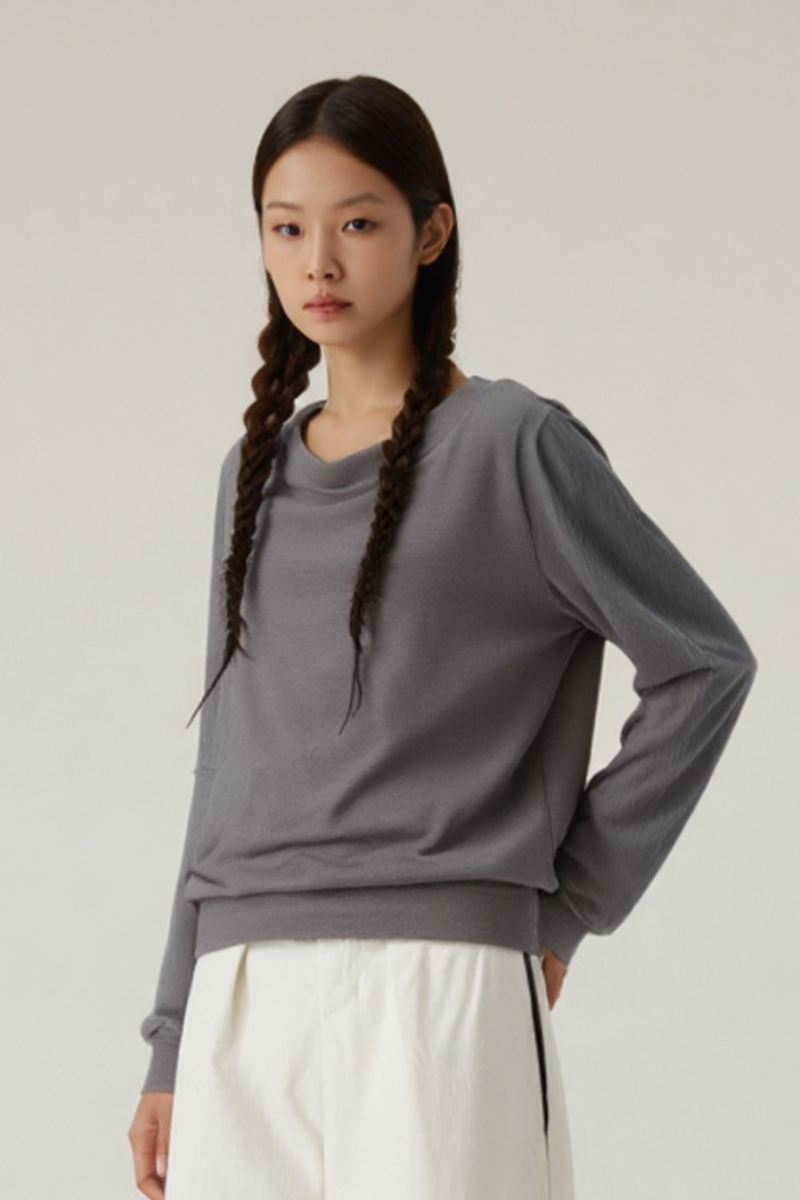Women's Tencel Asymmetric Off-Shoulder Long Sleves Top