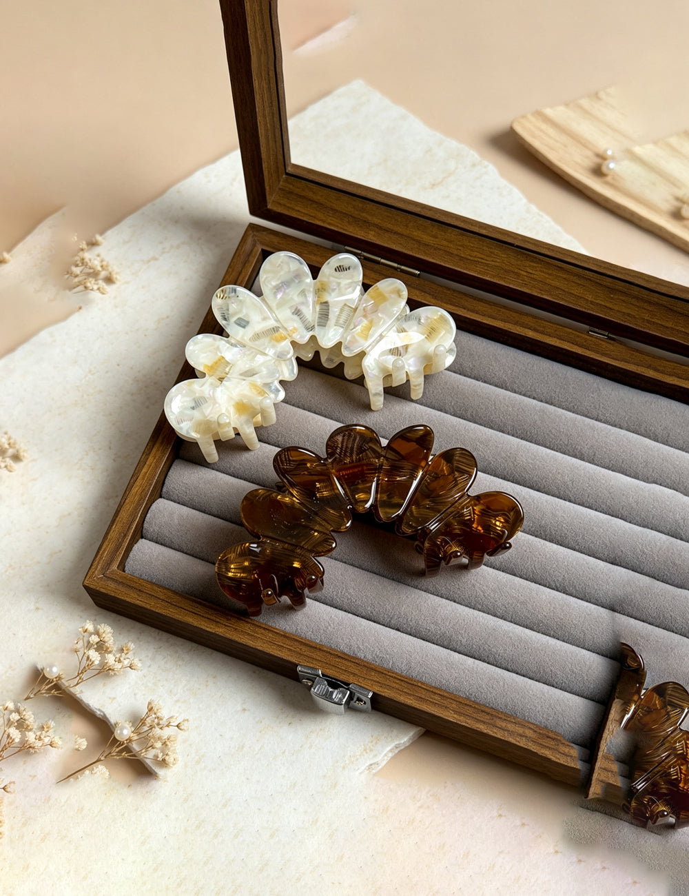 Ladies French Flower Tortoiseshell Pattern Hair Clip