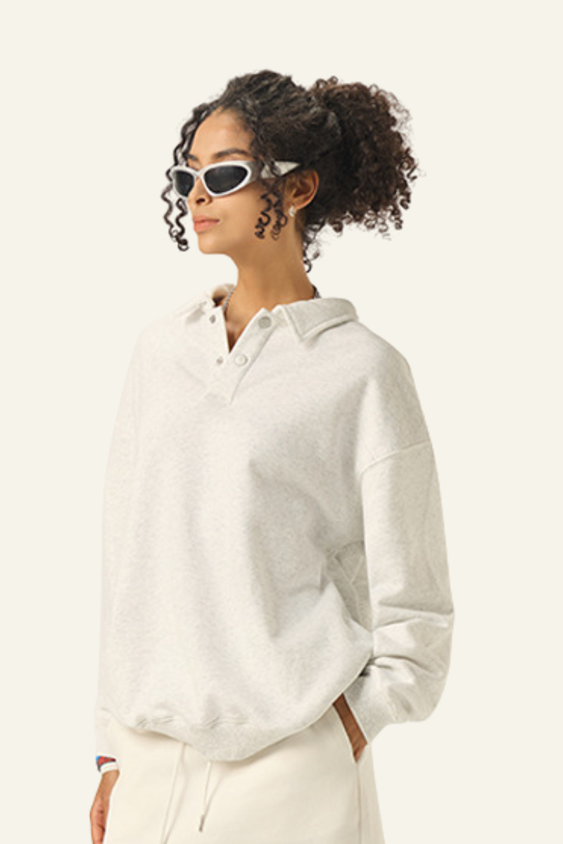 Women's Streetwear Polo Collar Relaxed Sweatshirts